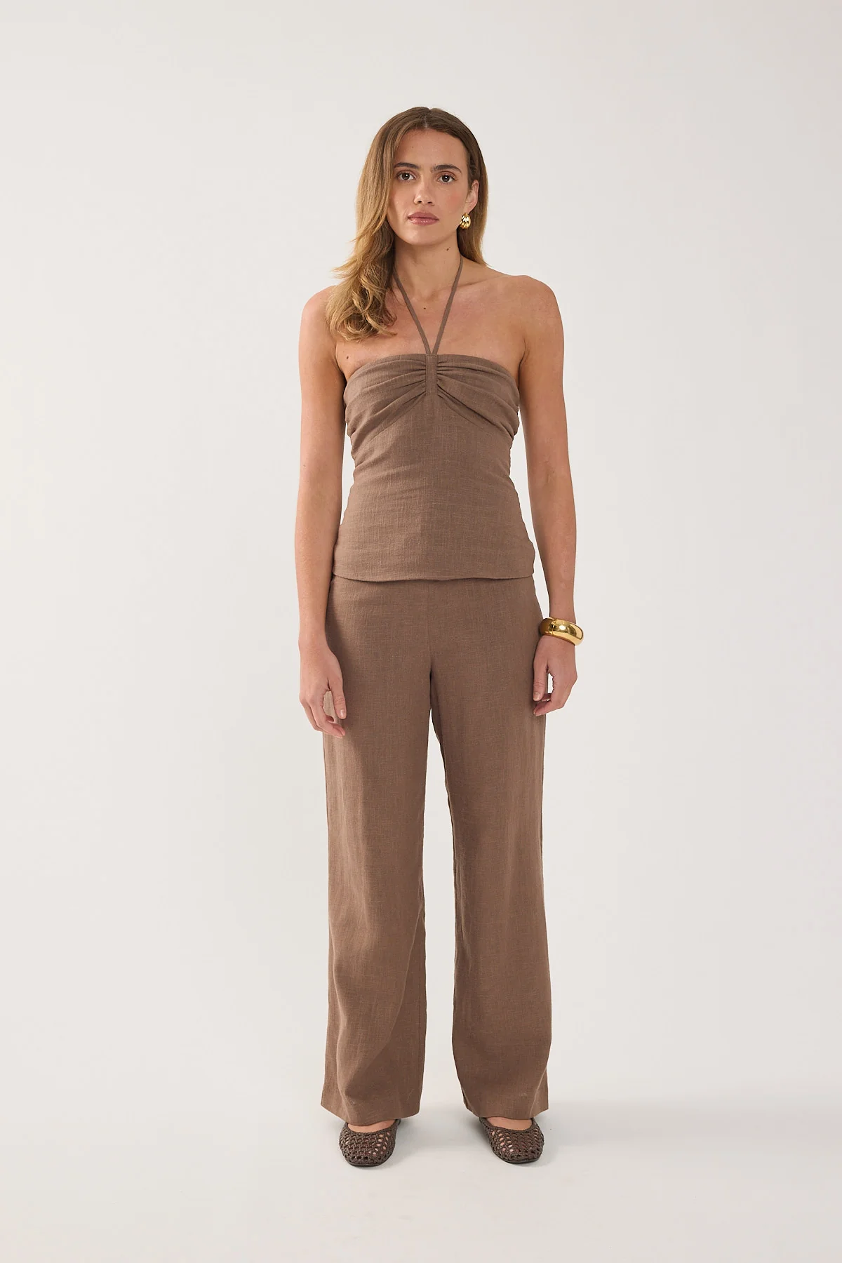 Perfect Stranger Abby Linen Mid Rise Pants Taupe - Image 4