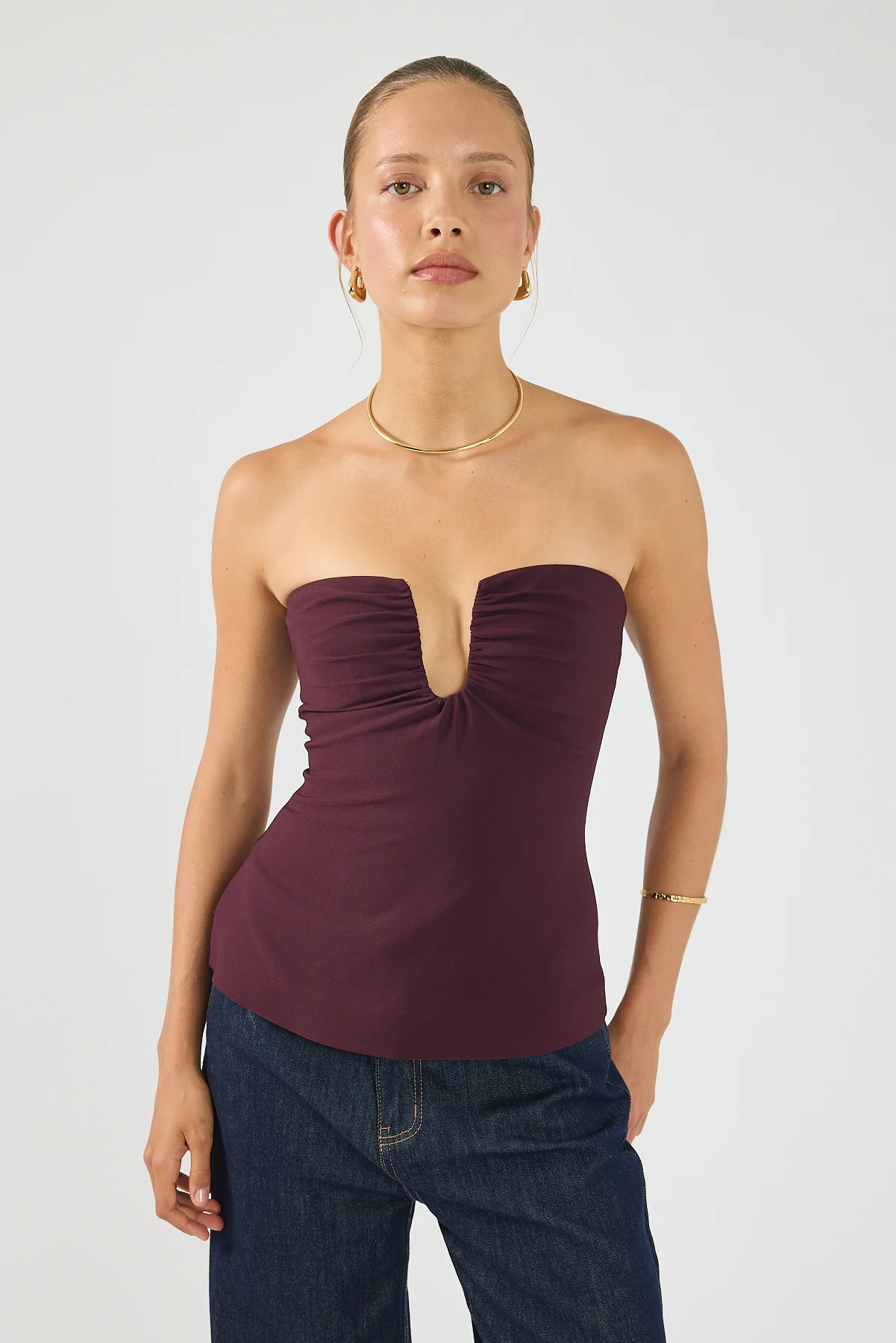 Perfect Stranger Alba Strapless Top Plum - Image 4