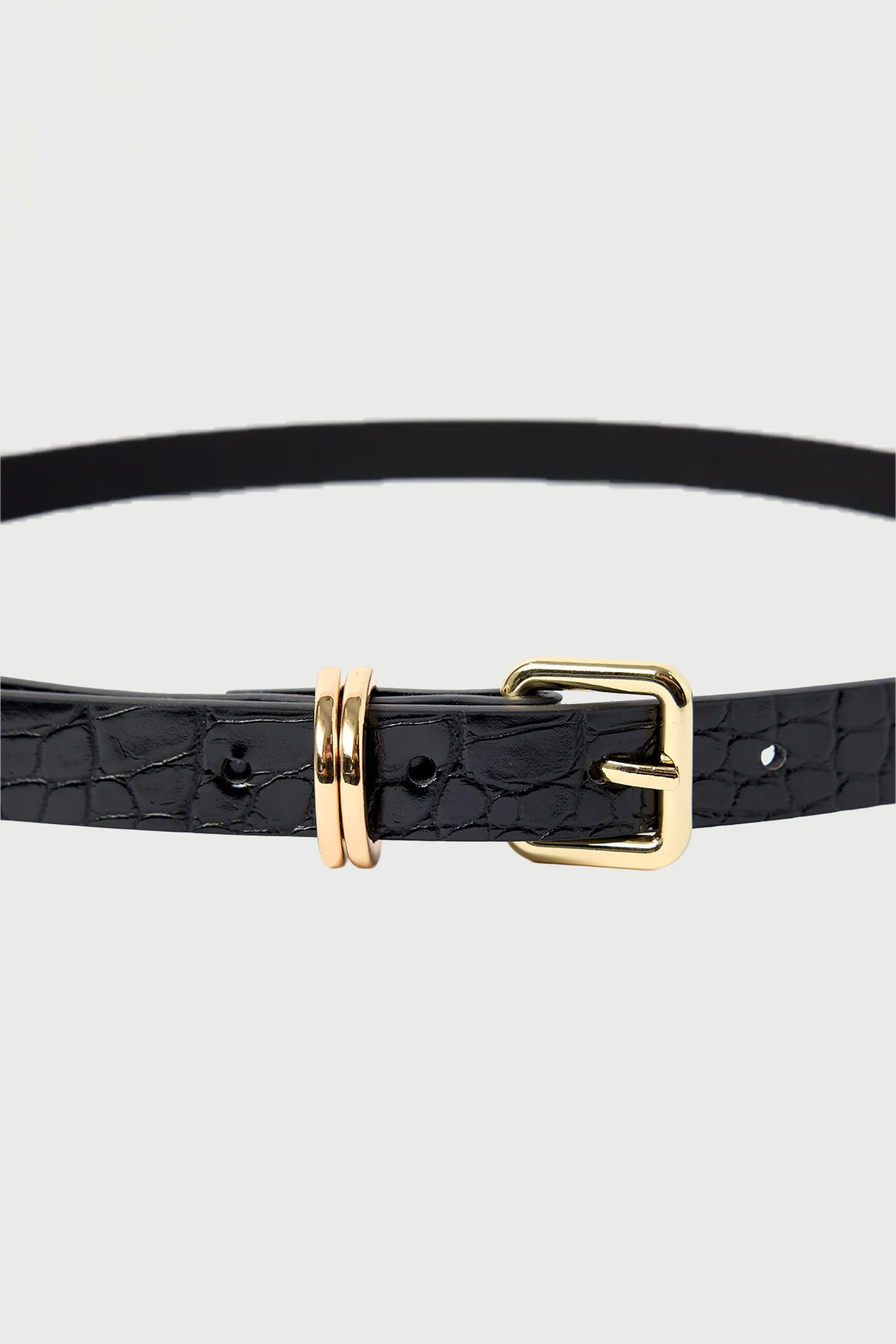 Perfect Stranger Ash Croc Thin Belt Black - Image 2