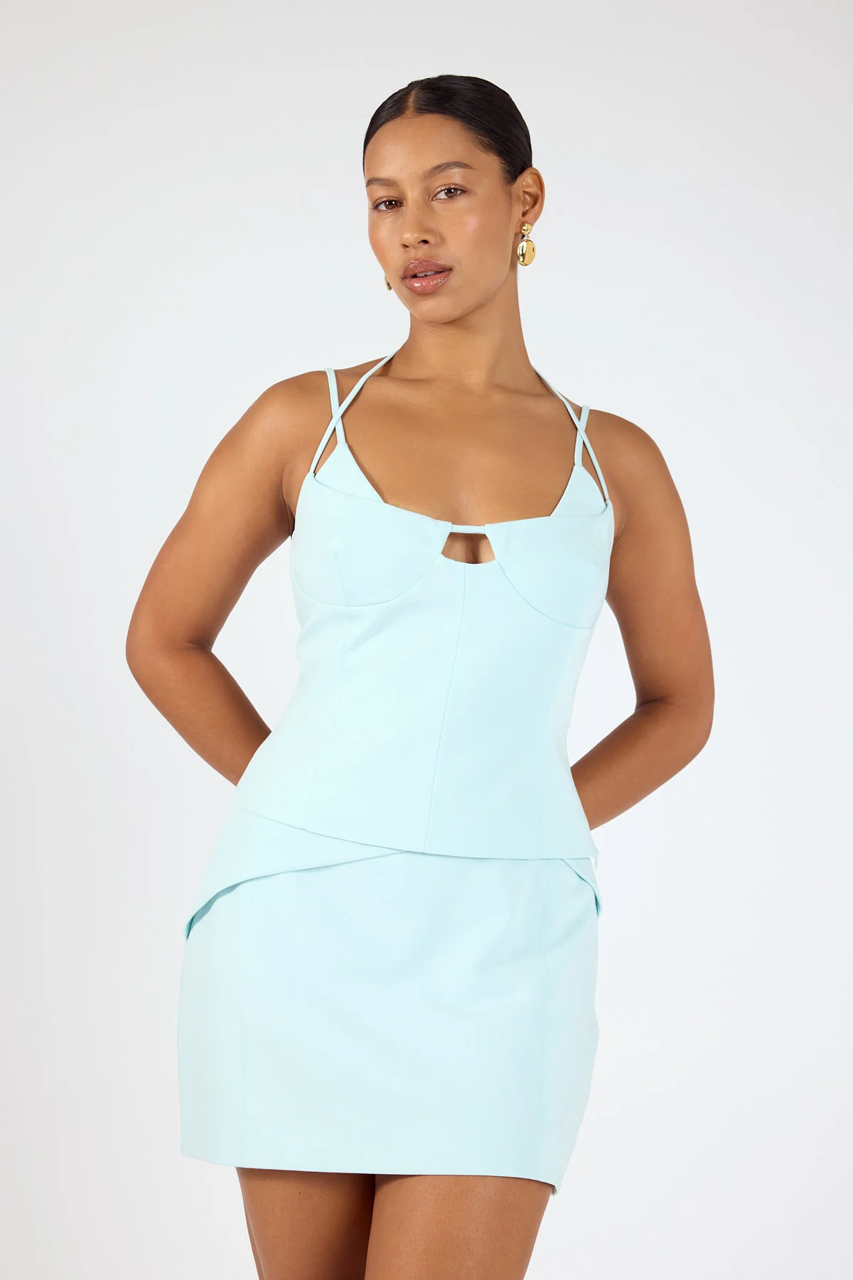 Perfect Stranger Calla Fold Mid Rise Skort Blue - Image 2