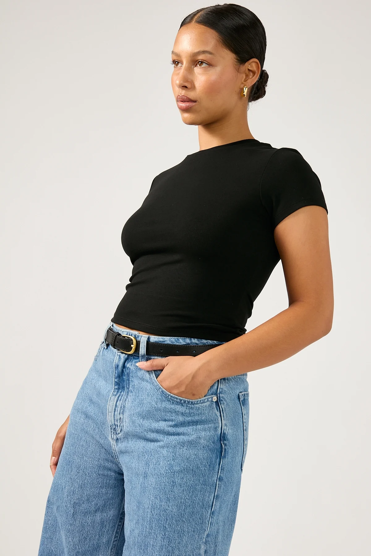 Perfect Stranger Cap Sleeve Tee Black - Image 7