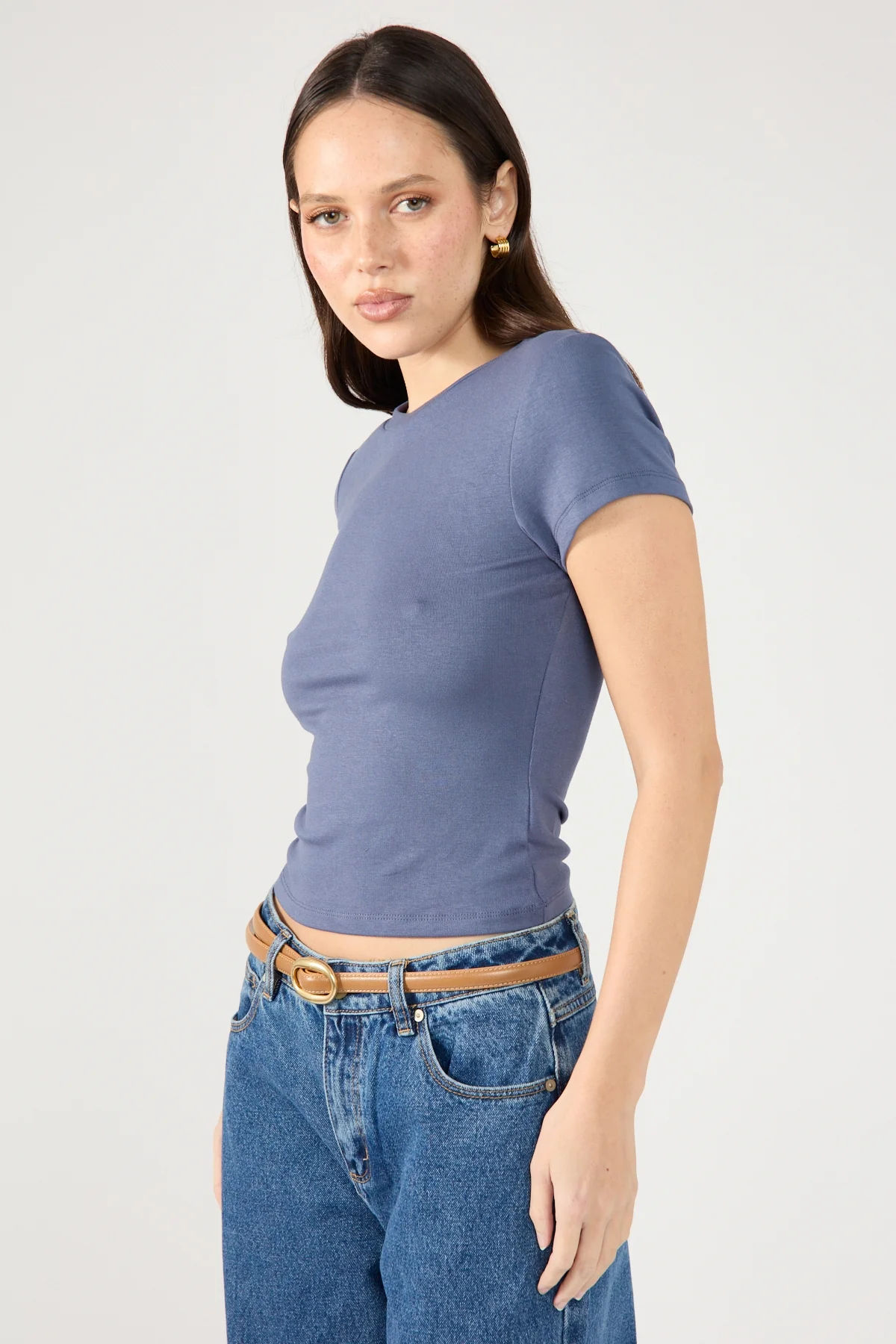 Perfect Stranger Cap Sleeve Tee Blue - Image 3