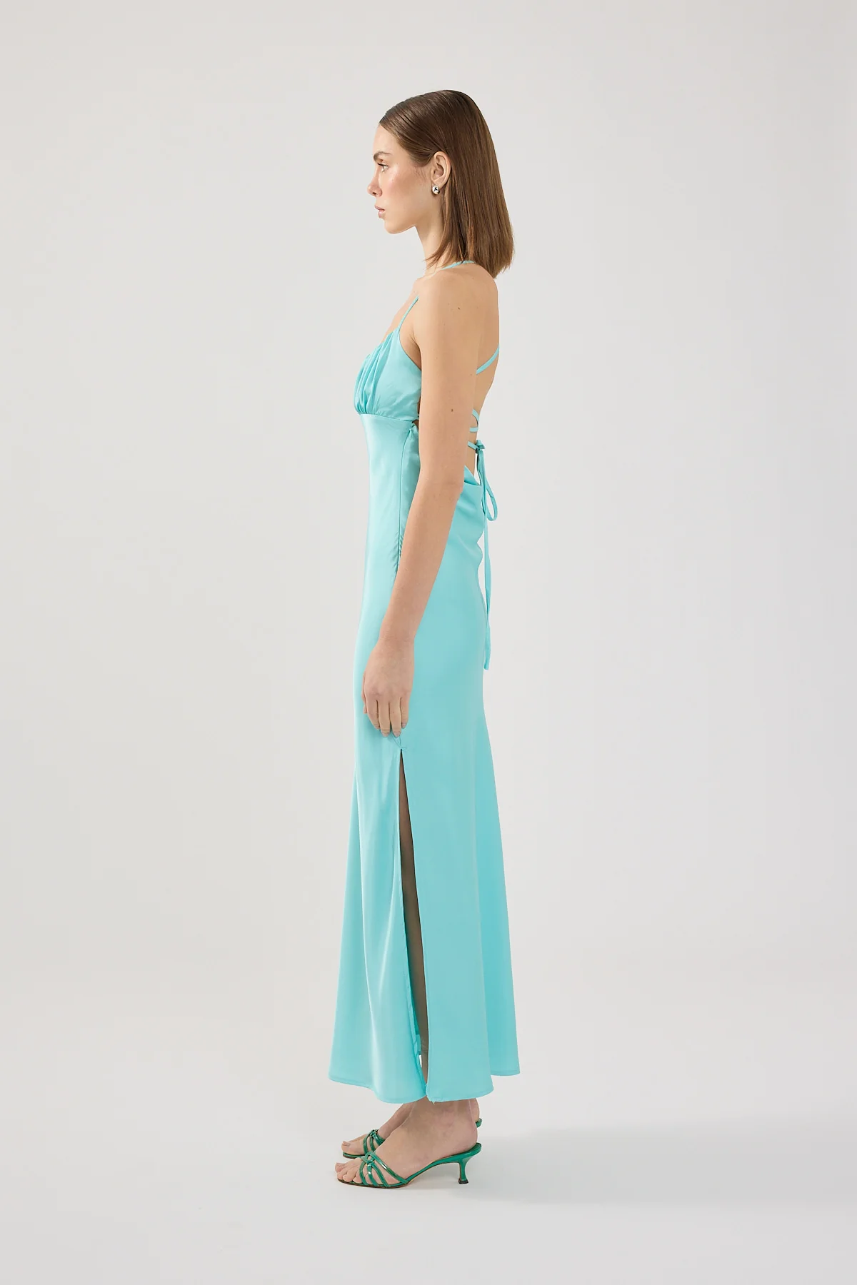 Perfect Stranger Colette Lace up Maxi Dress Turquoise - Image 5