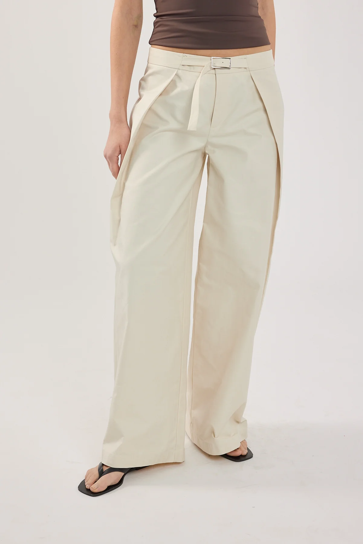 Perfect Stranger Duo Wrap Mid Rise Tailored Pant STONE - Image 5