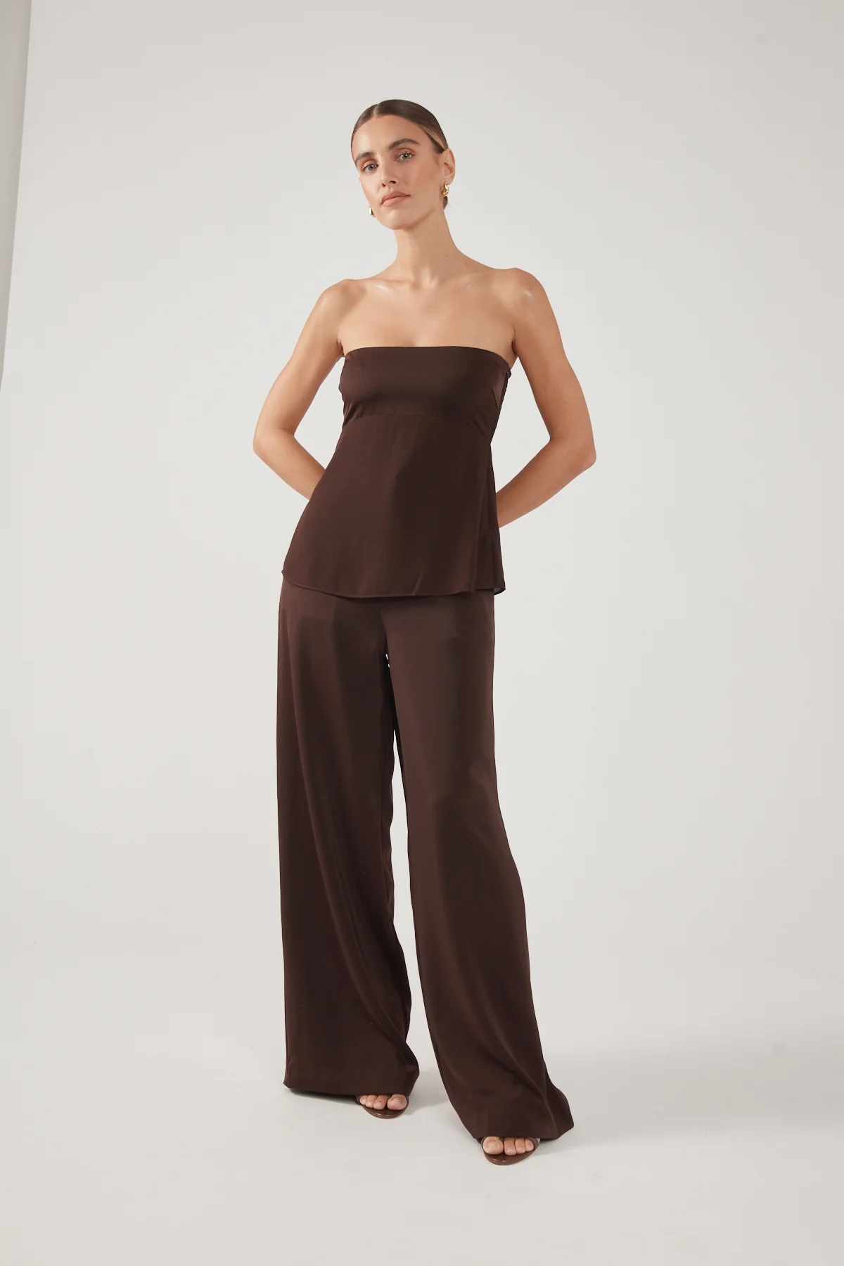 Perfect Stranger Ellie Strapless Satin Top Brown - Image 4