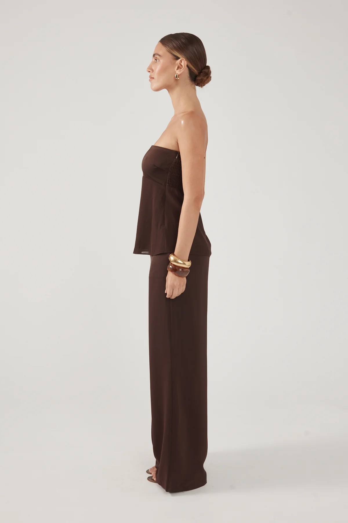 Perfect Stranger Ellie Strapless Satin Top Brown - Image 6