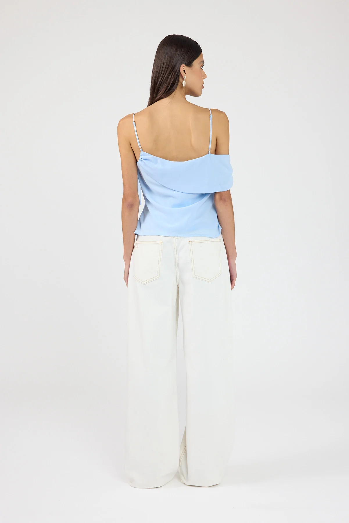 Perfect Stranger Elouise Draped Shoulder Top Blue - Image 7