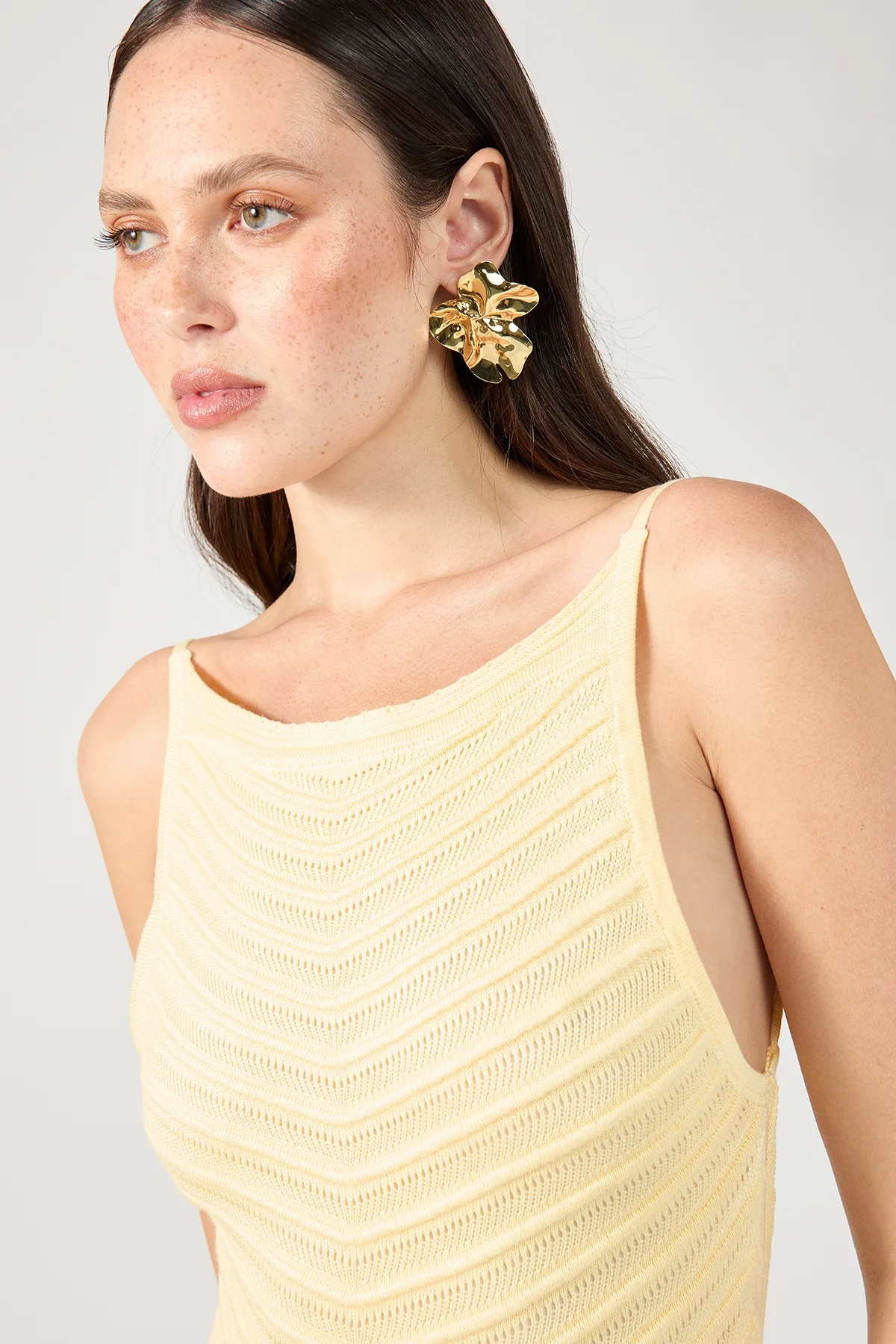 Perfect Stranger Genova Square Neck Knit Midi Dress Yellow - Image 4