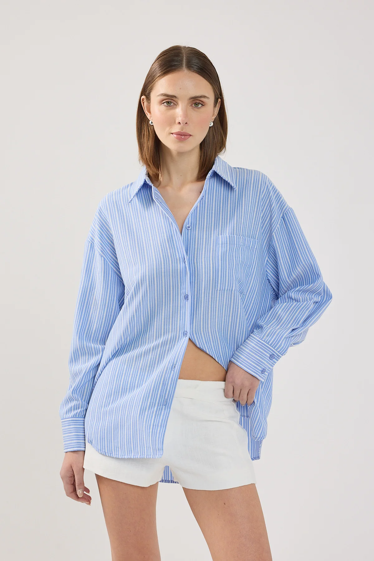 Perfect Stranger Hanna Striped Oversized Shirt Blue Stripe - Image 2