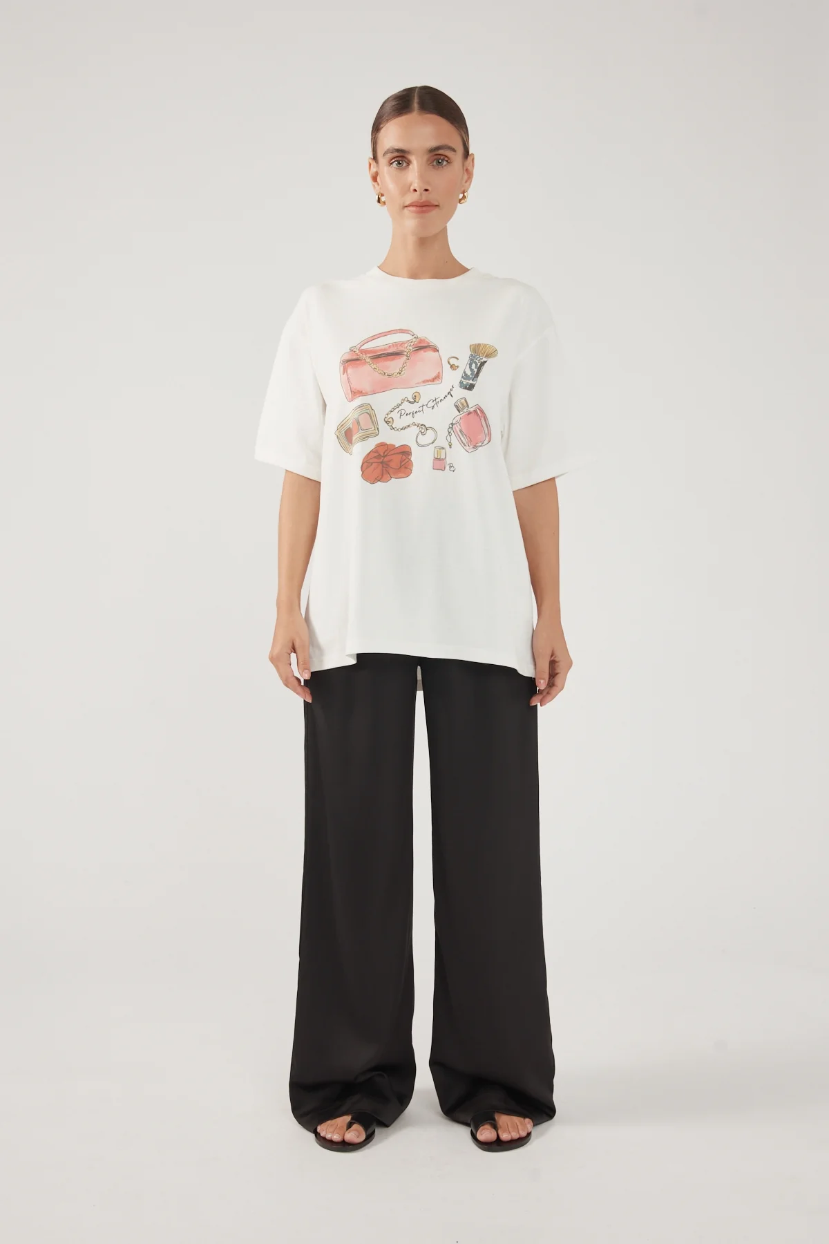 Perfect Stranger In My Bag Oversized T-Shirt White - Image 3