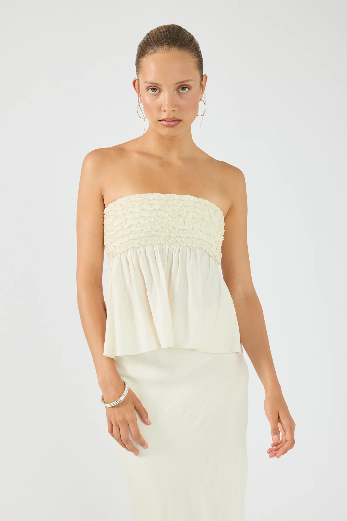 Perfect Stranger Jada Frill Strapless Top Off White - Image 3