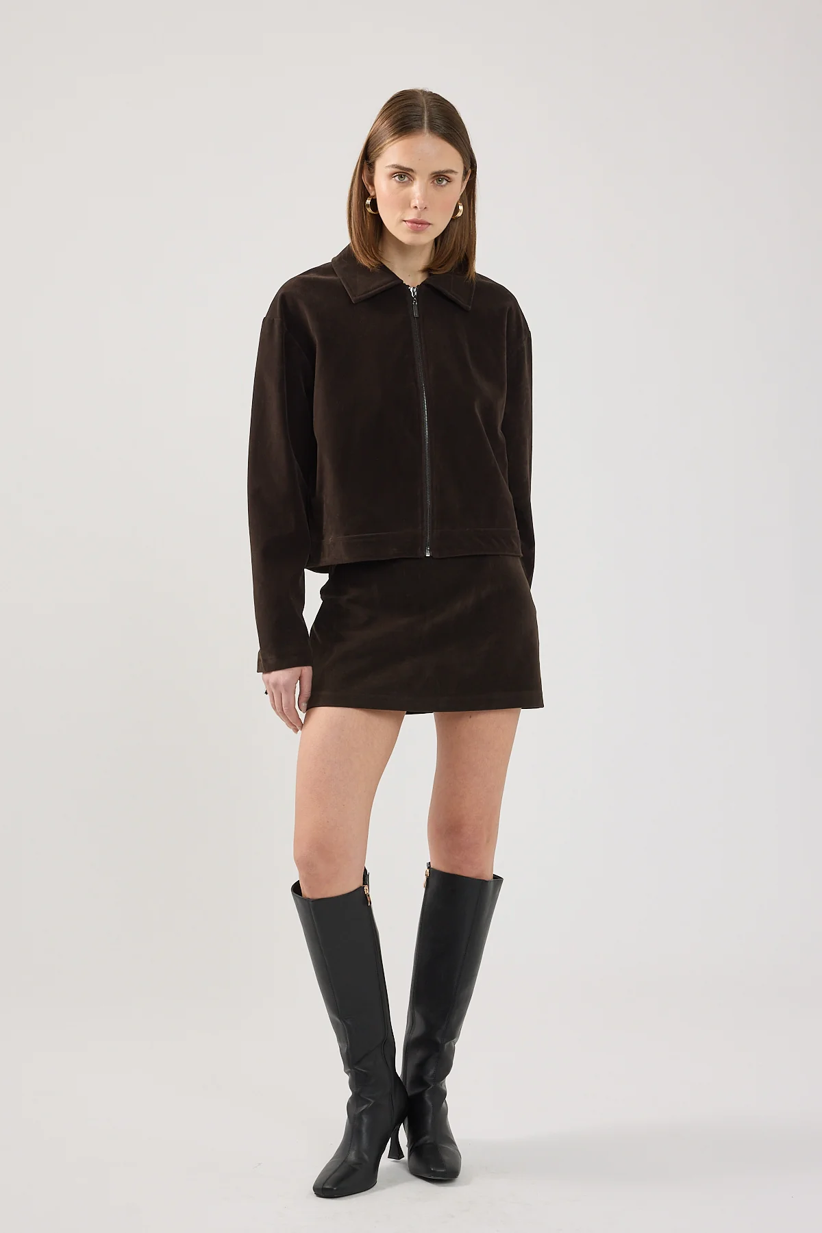 Perfect Stranger Kandice Suede Skort Brown - Image 5