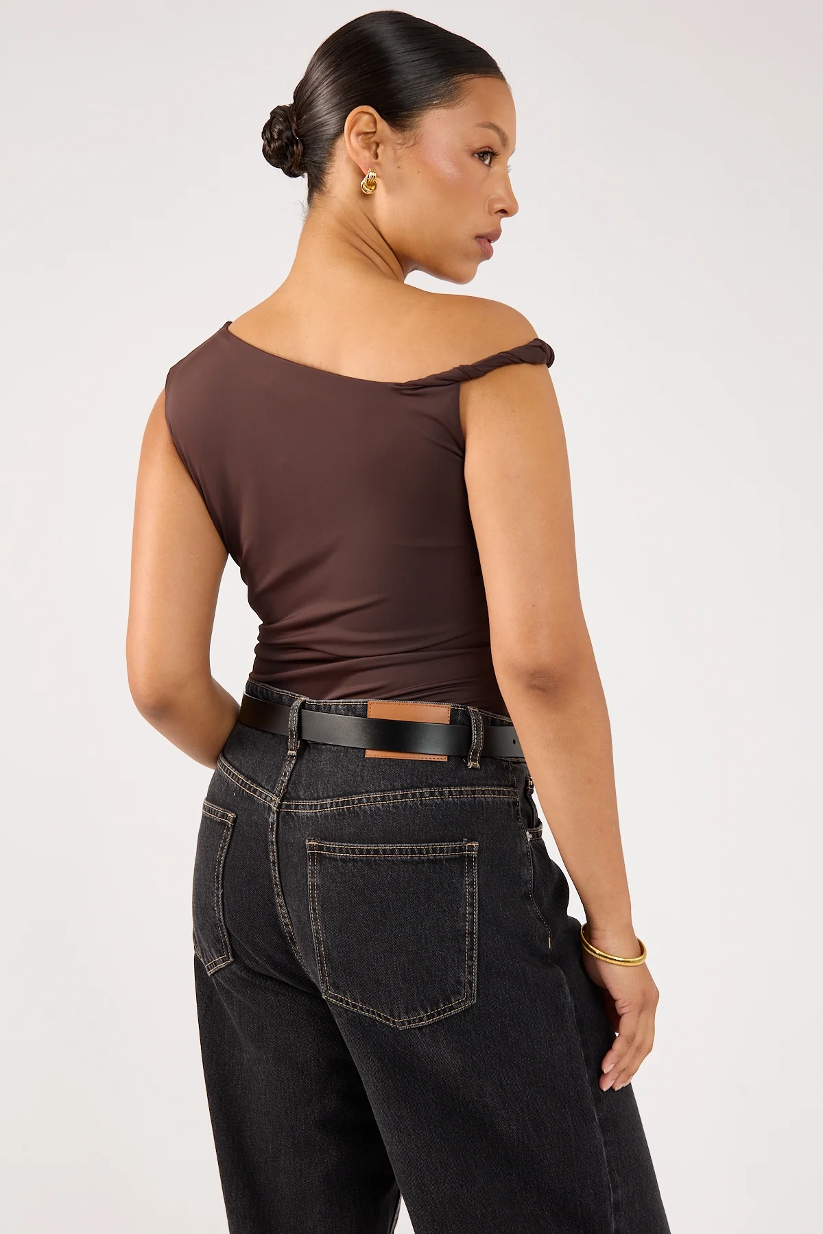 Perfect Stranger Kayla Asym Twist Bodysuit Chocolate - Image 7