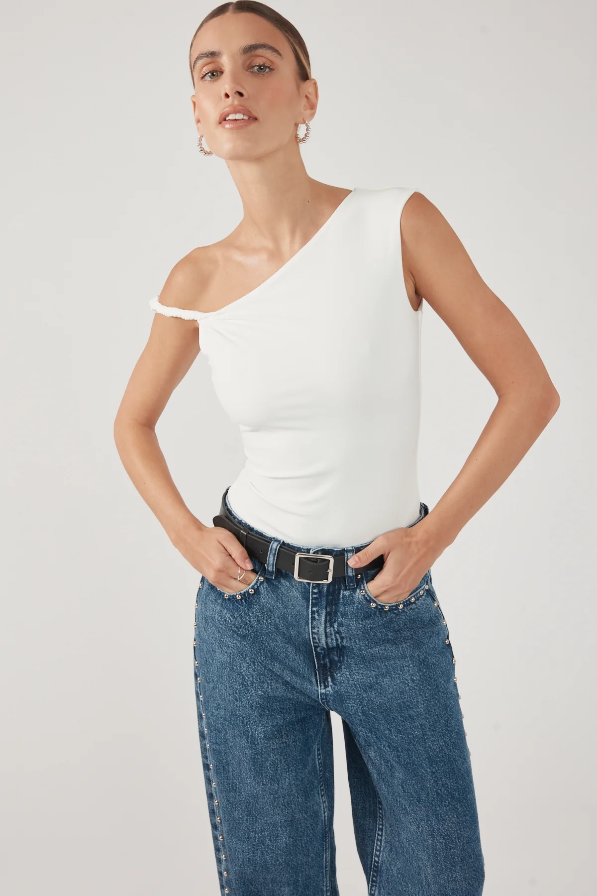 Perfect Stranger Kayla Asym Twist Bodysuit White - Image 4