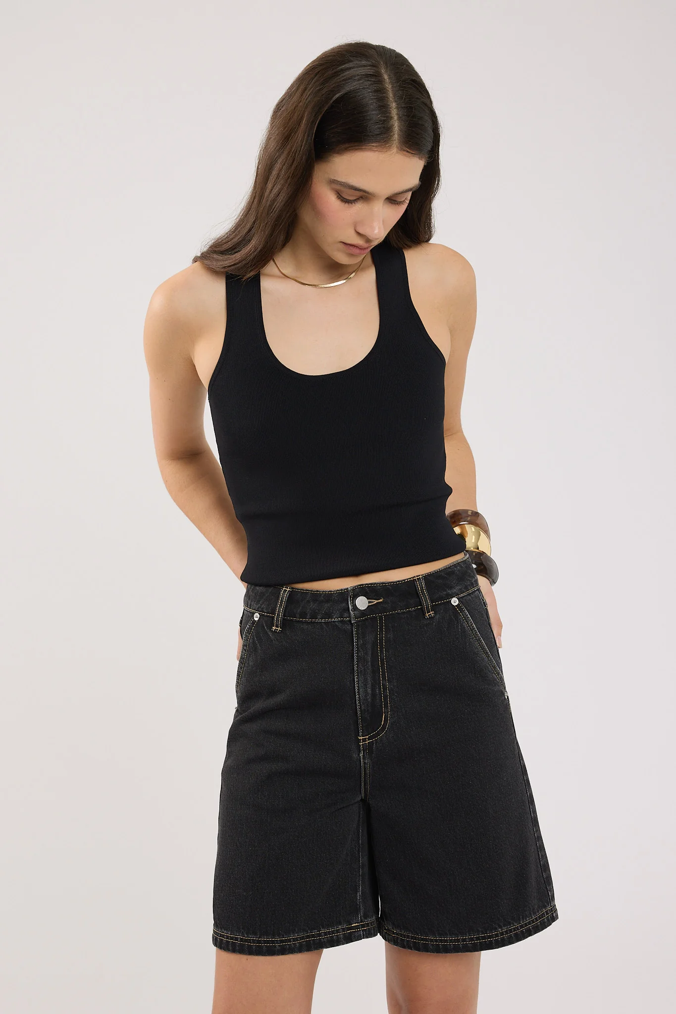 Perfect Stranger Longline Denim Short Washed Grey - Image 6