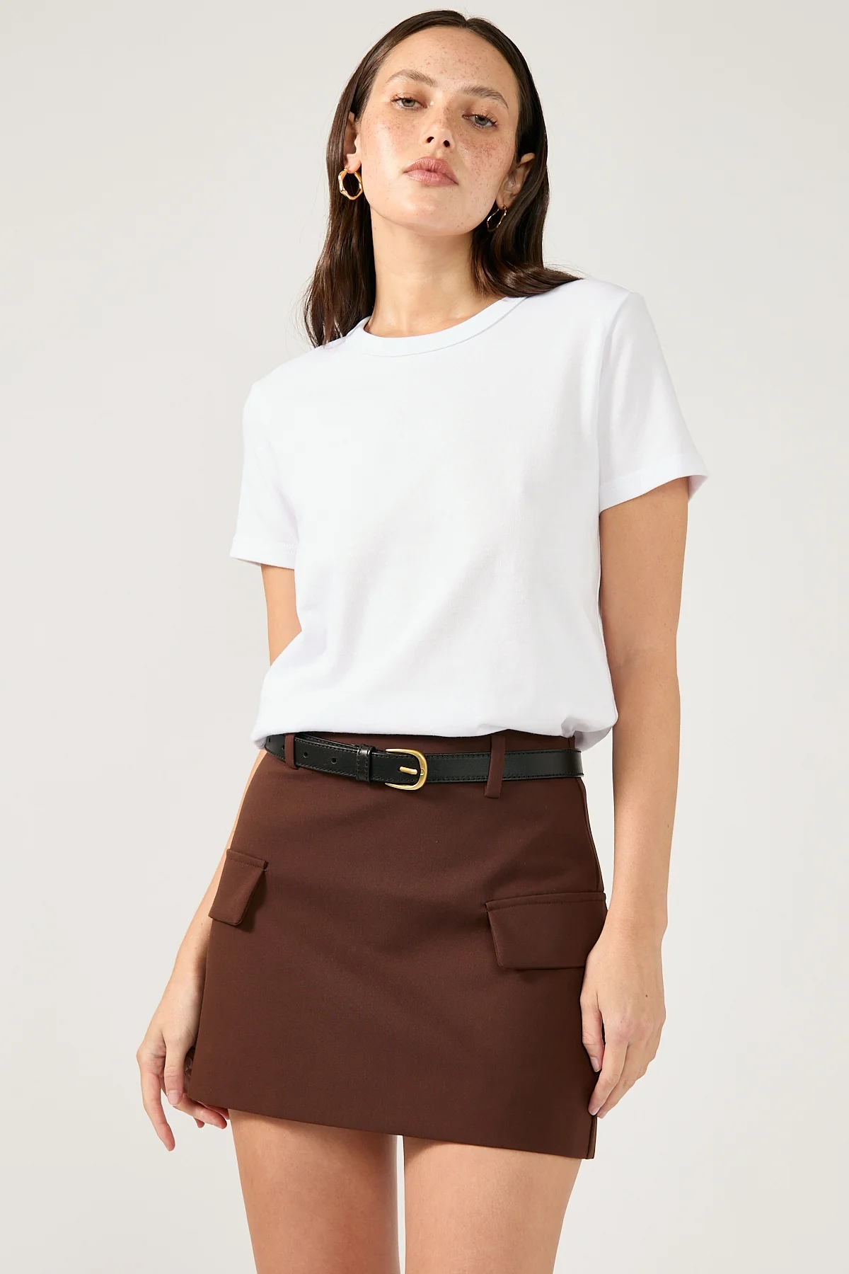Perfect Stranger Maeve Tailored Mini Skirt Chocolate - Image 7