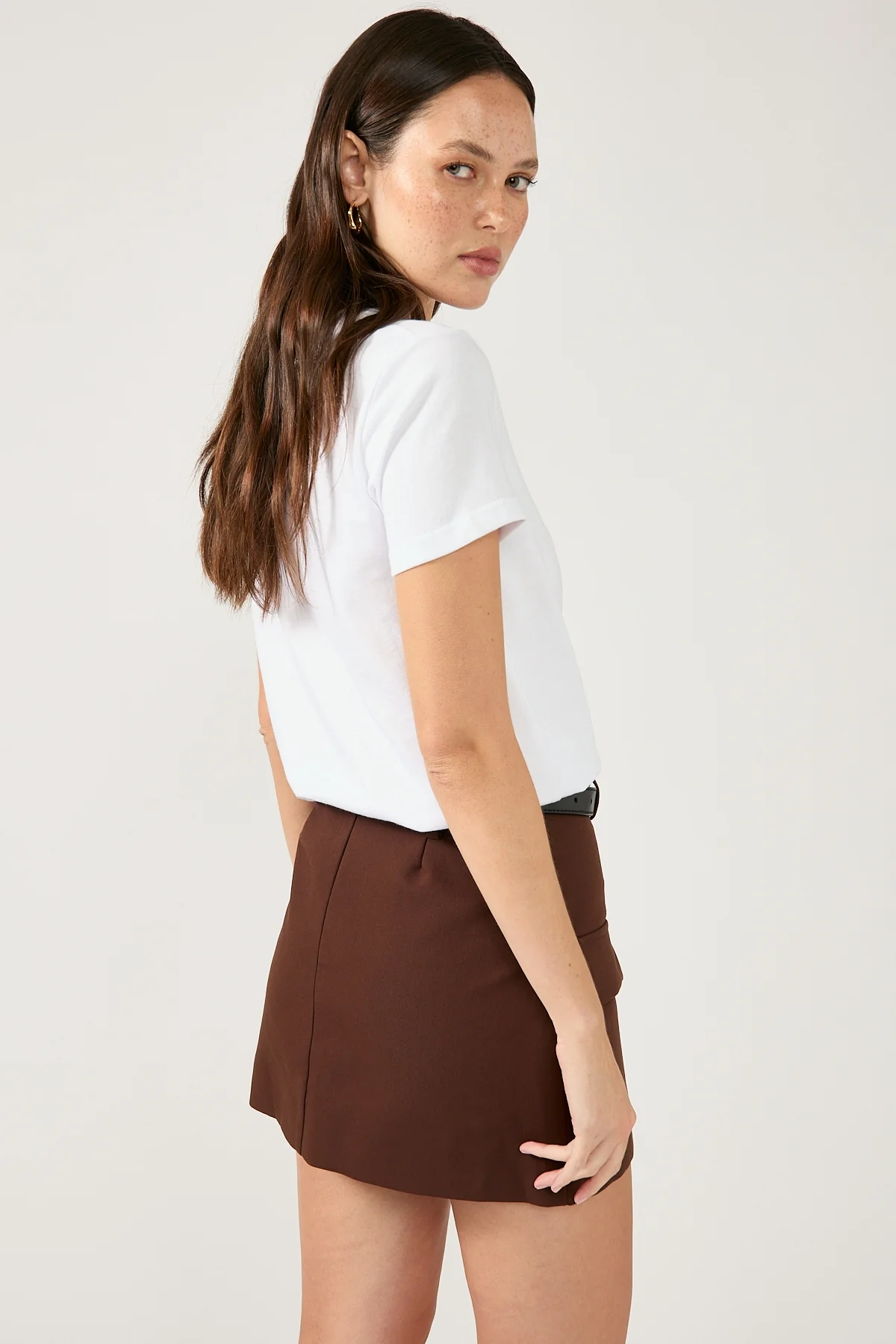Perfect Stranger Maeve Tailored Mini Skirt Chocolate - Image 9