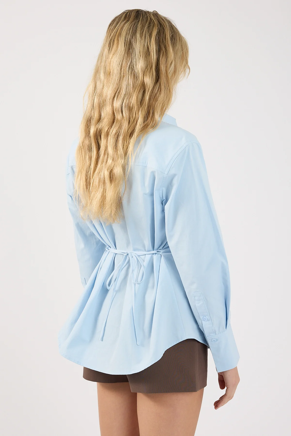 Perfect Stranger Mason Tie Back Shirt Light Blue - Image 4