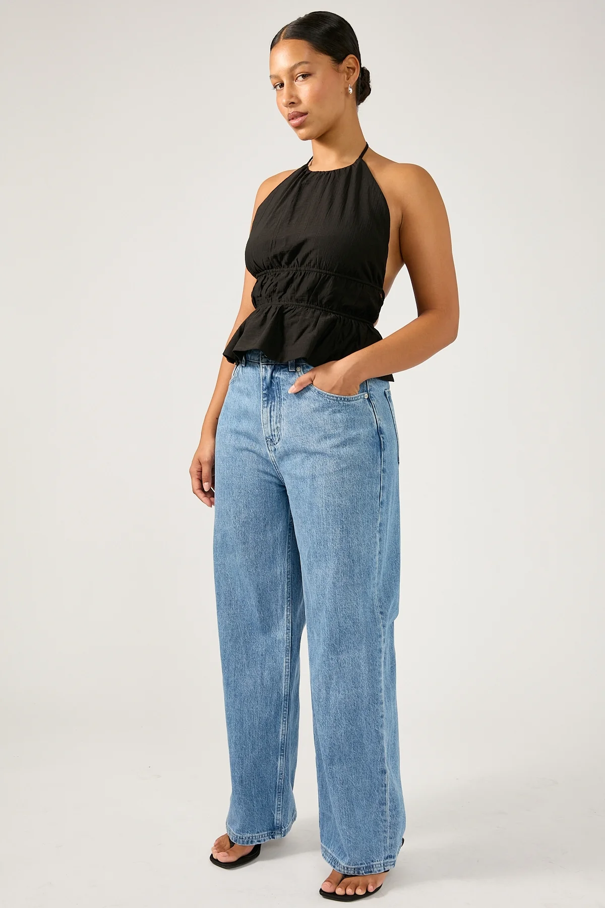 Perfect Stranger Mid Rise 90's Slouch Jean Mid Blue Denim - Image 5