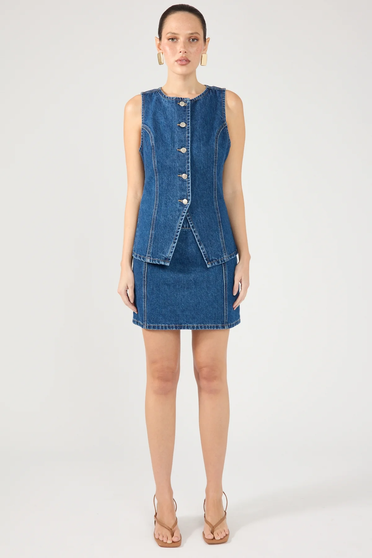 Perfect Stranger Mika Denim Mini Skirt Mid Blue Denim - Image 7