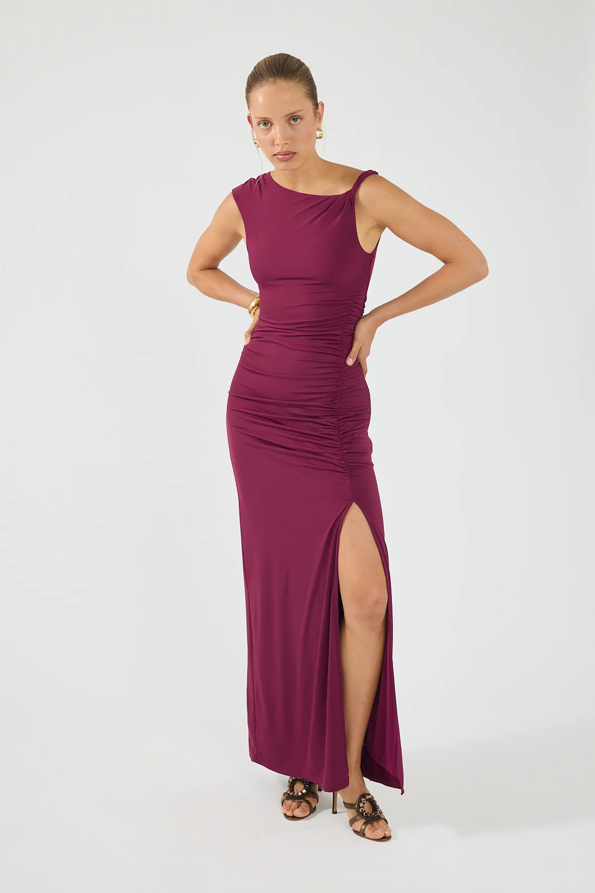 Perfect Stranger Miro Twist Maxi Dress Plum - Image 4