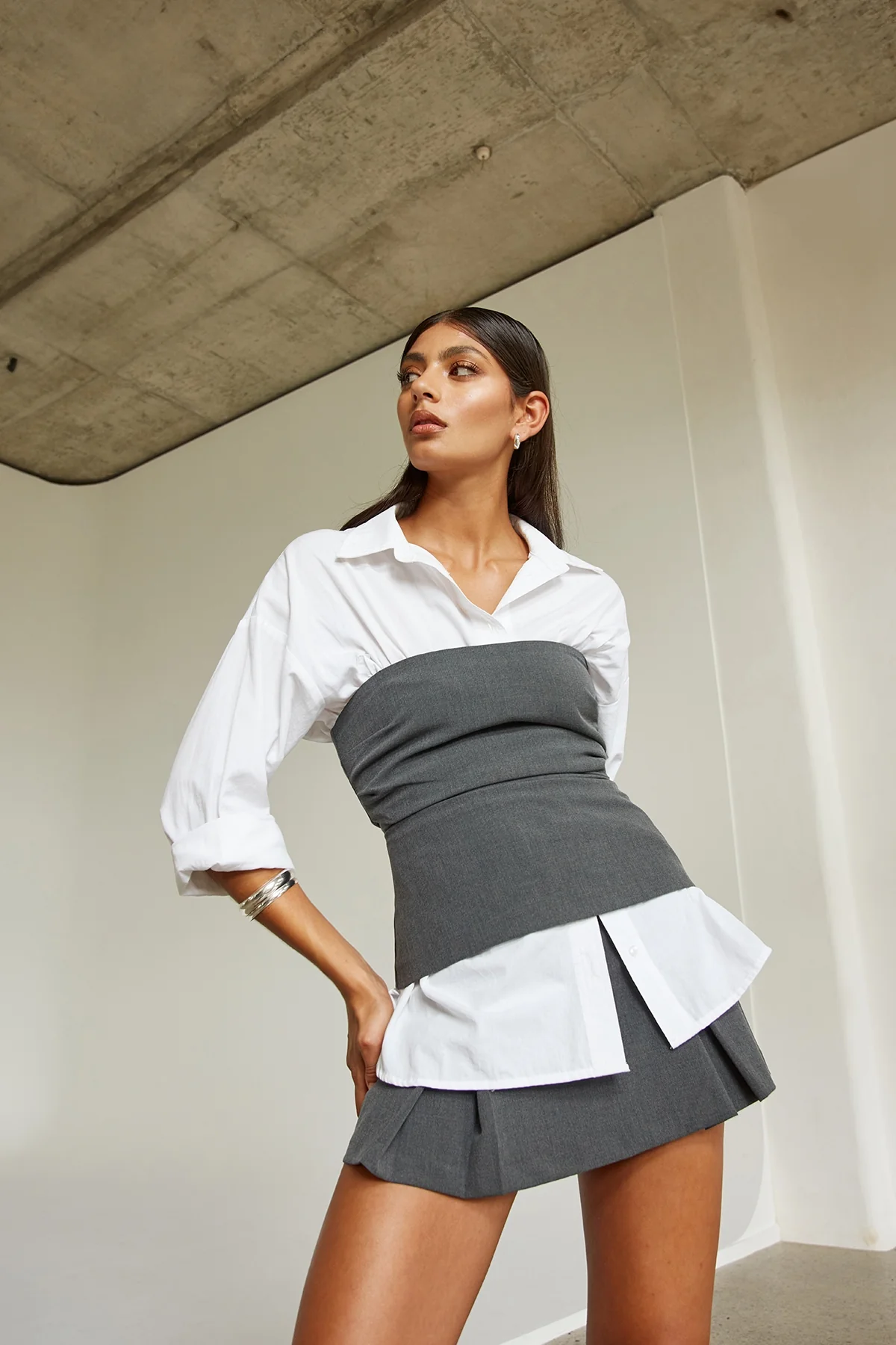 Perfect Stranger Monica Box Pleat Skort Grey - Image 9