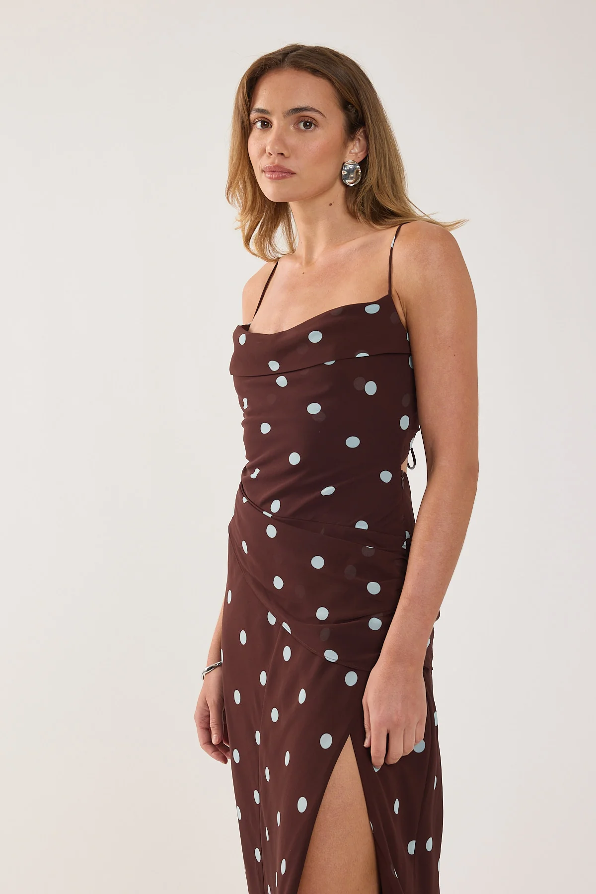 Perfect Stranger Naya Polka Maxi Dress Blue/Brown Polka - Image 6