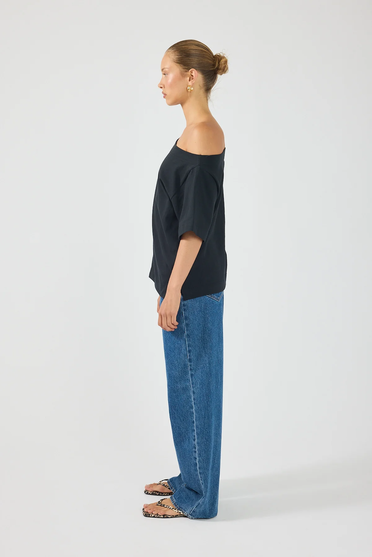 Perfect Stranger Oversized Boat Neck Tee Black - Image 4