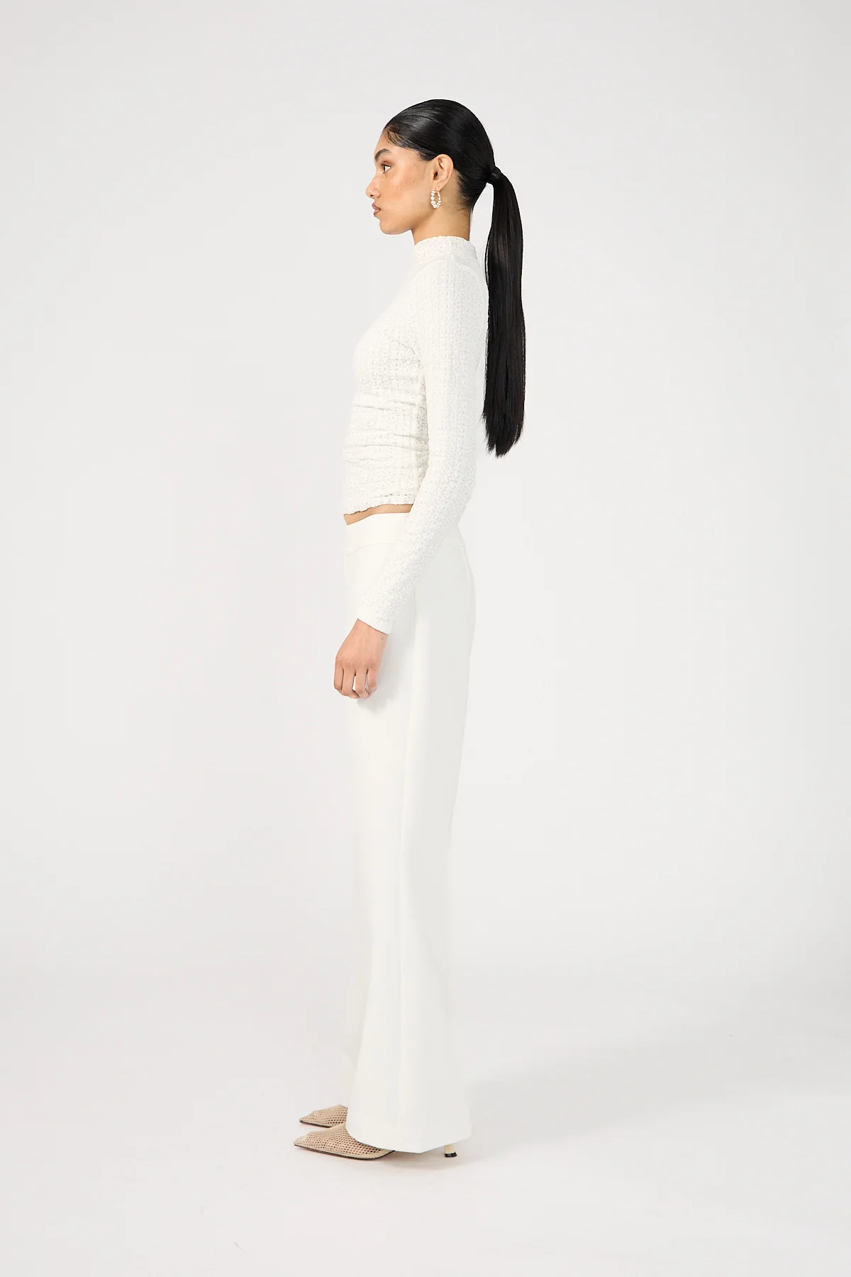 Perfect Stranger Parker Bootleg Low Rise Tailored Pants White - Image 3
