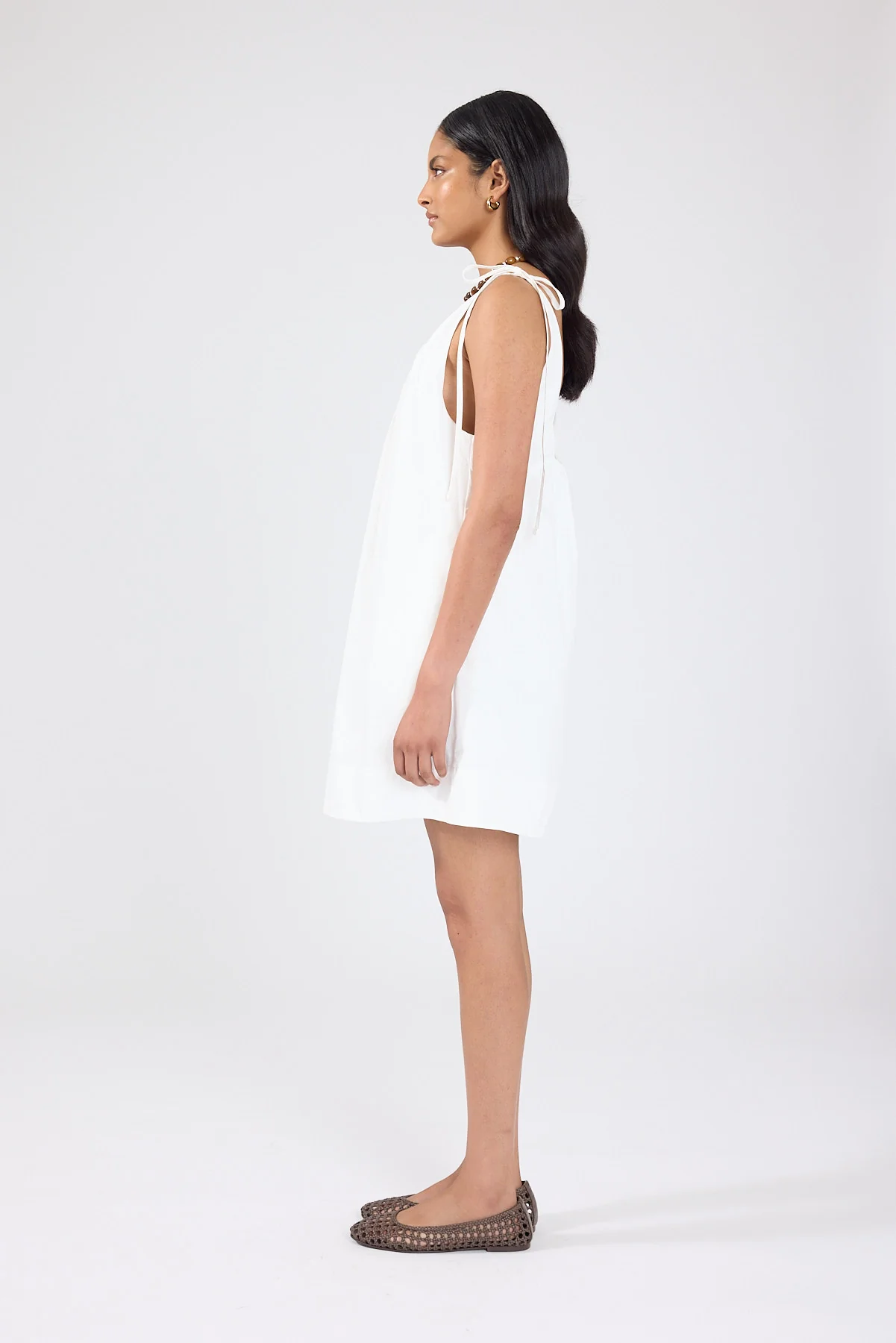 Perfect Stranger Penelope Tie Shoulder Mini Dress Off White - Image 5