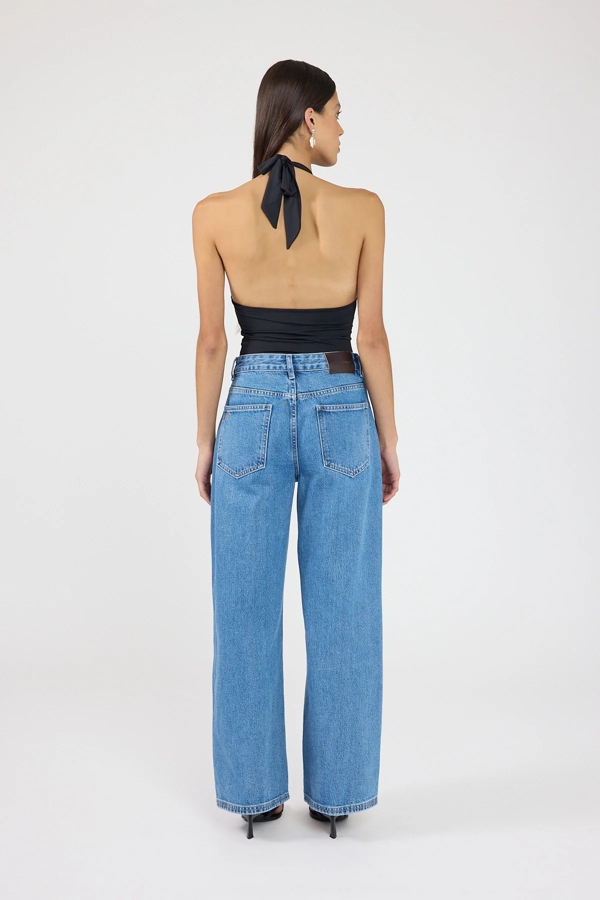 Perfect Stranger Petite Mid Rise Baggy Jean Mid Blue Denim - Image 3