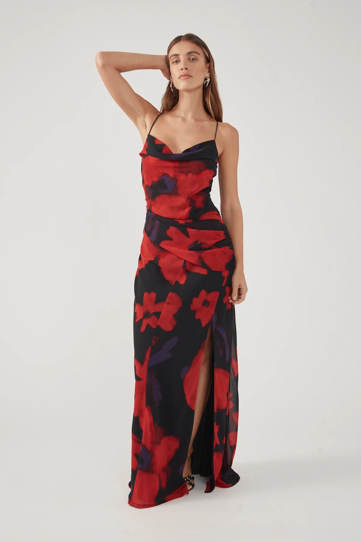 Perfect Stranger Saskia Chiffon Maxi Dress Black Print - Image 6