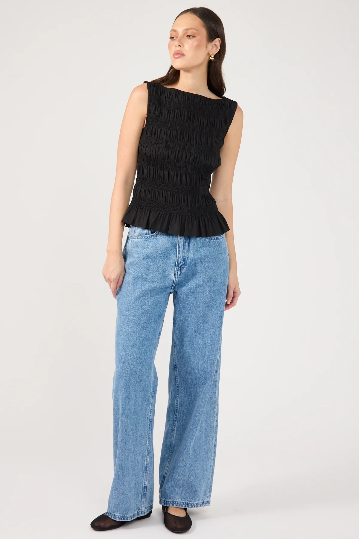 Perfect Stranger Shirred High Neck Top Black - Image 3