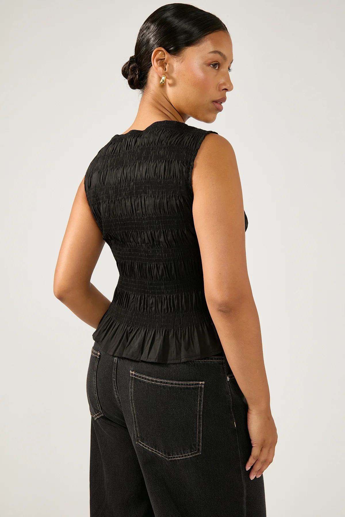 Perfect Stranger Shirred High Neck Top Black - Image 9