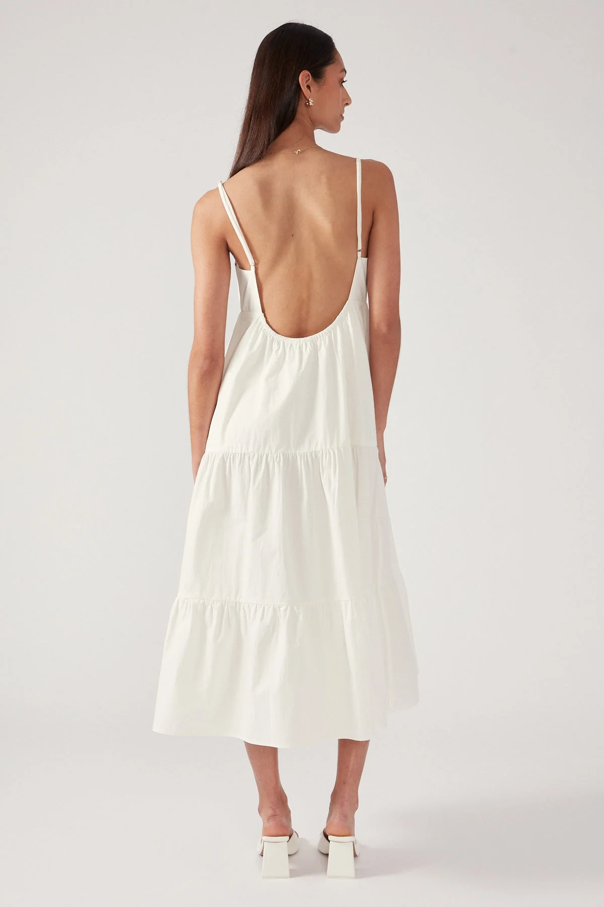 Perfect Stranger TIERED OPEN BACK MIDI DRESS Cream - Image 6