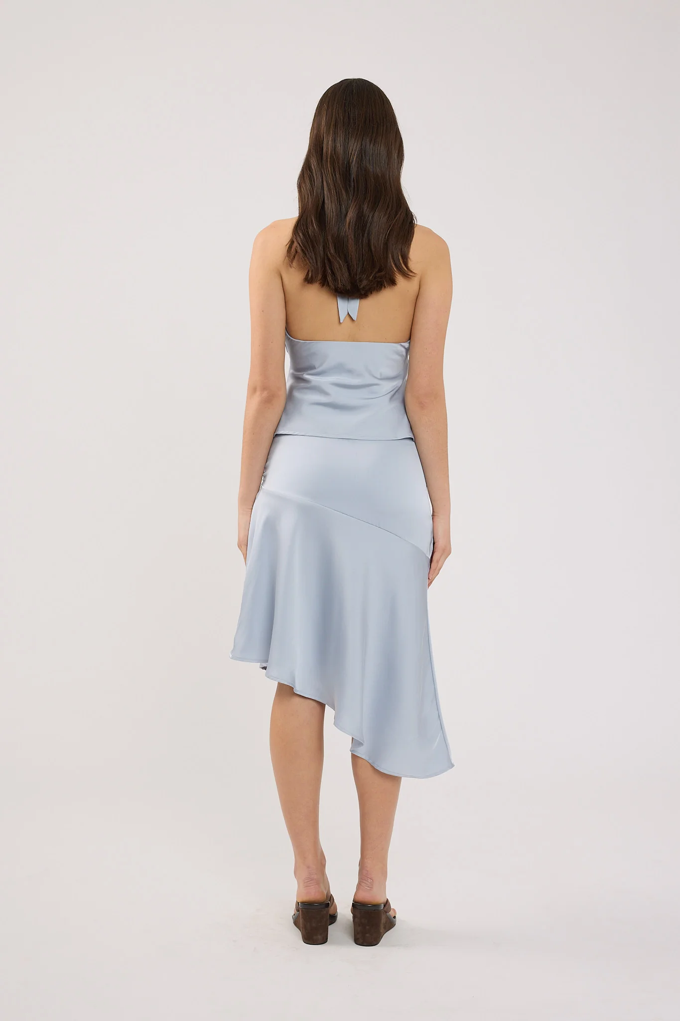 Perfect Stranger True Romance Satin Midi Skirt Ice Blue - Image 5