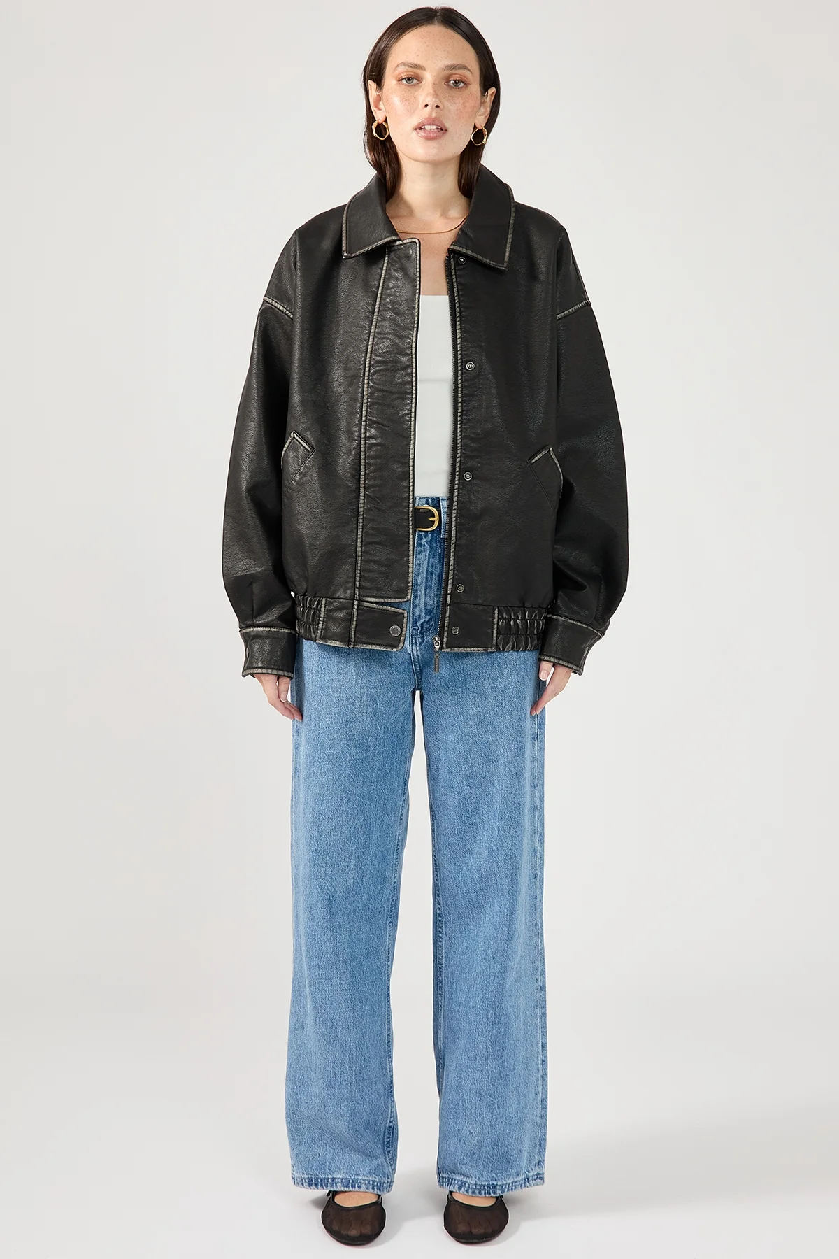 Perfect Stranger Washed Maxx PU Bomber Black - Image 14